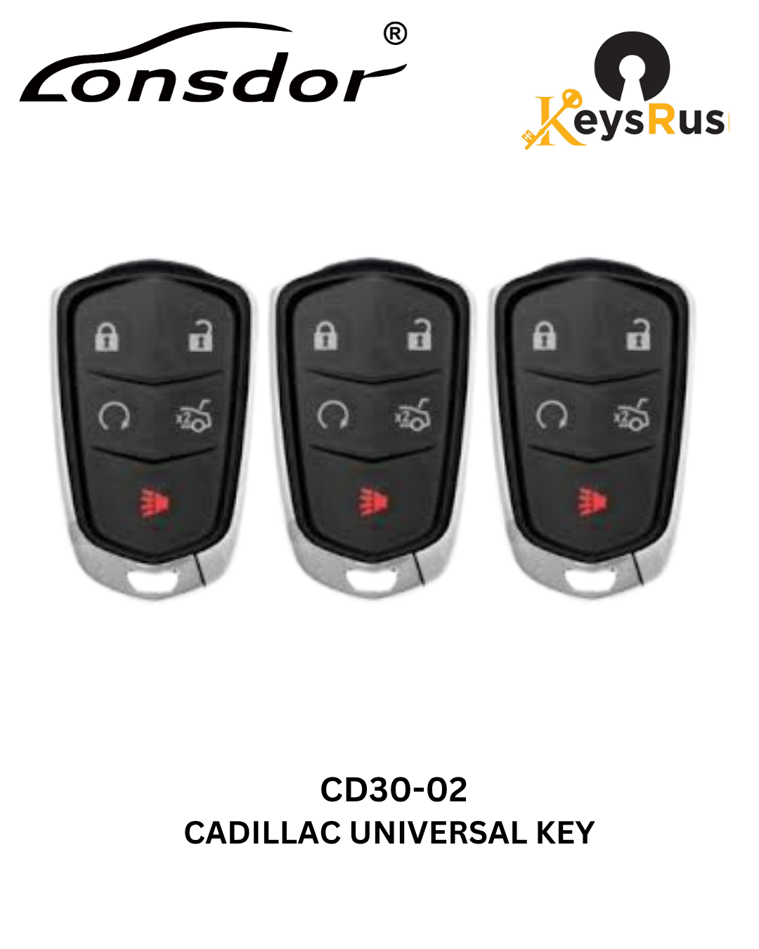 Lonsdor – CD30-02 Cadillac Style – 5-Button Universal Smart Key – ID46+ID49+1D4A – Adjustable Frequency