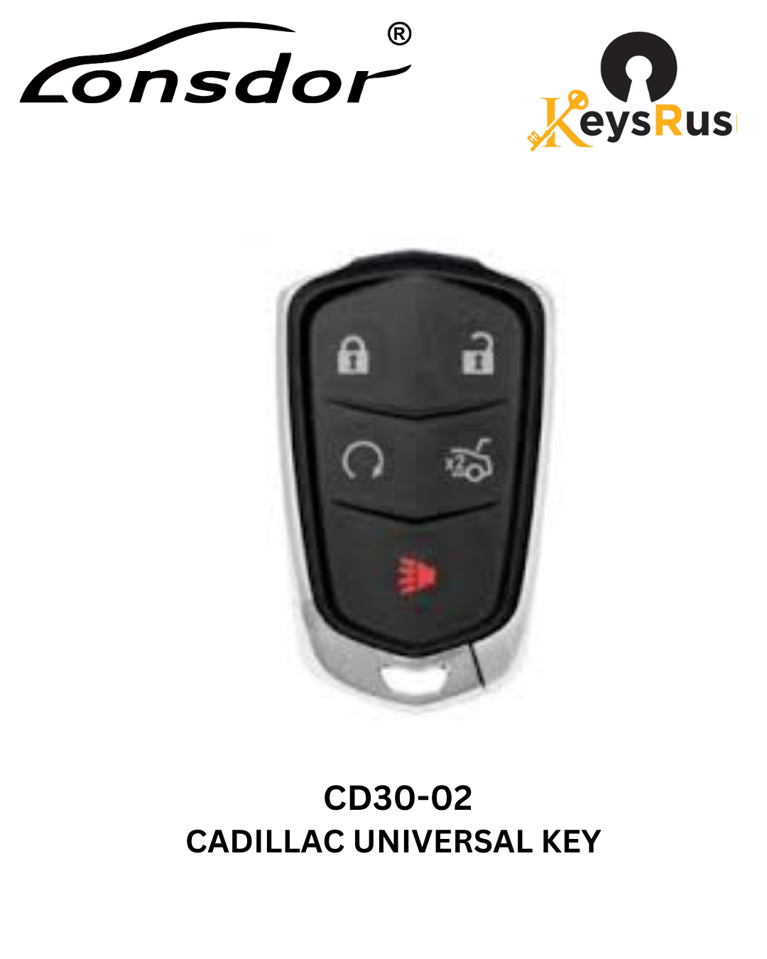 Lonsdor – CD30-02 Cadillac Style – 5-Button Universal Smart Key – ID46+ID49+1D4A – Adjustable Frequency