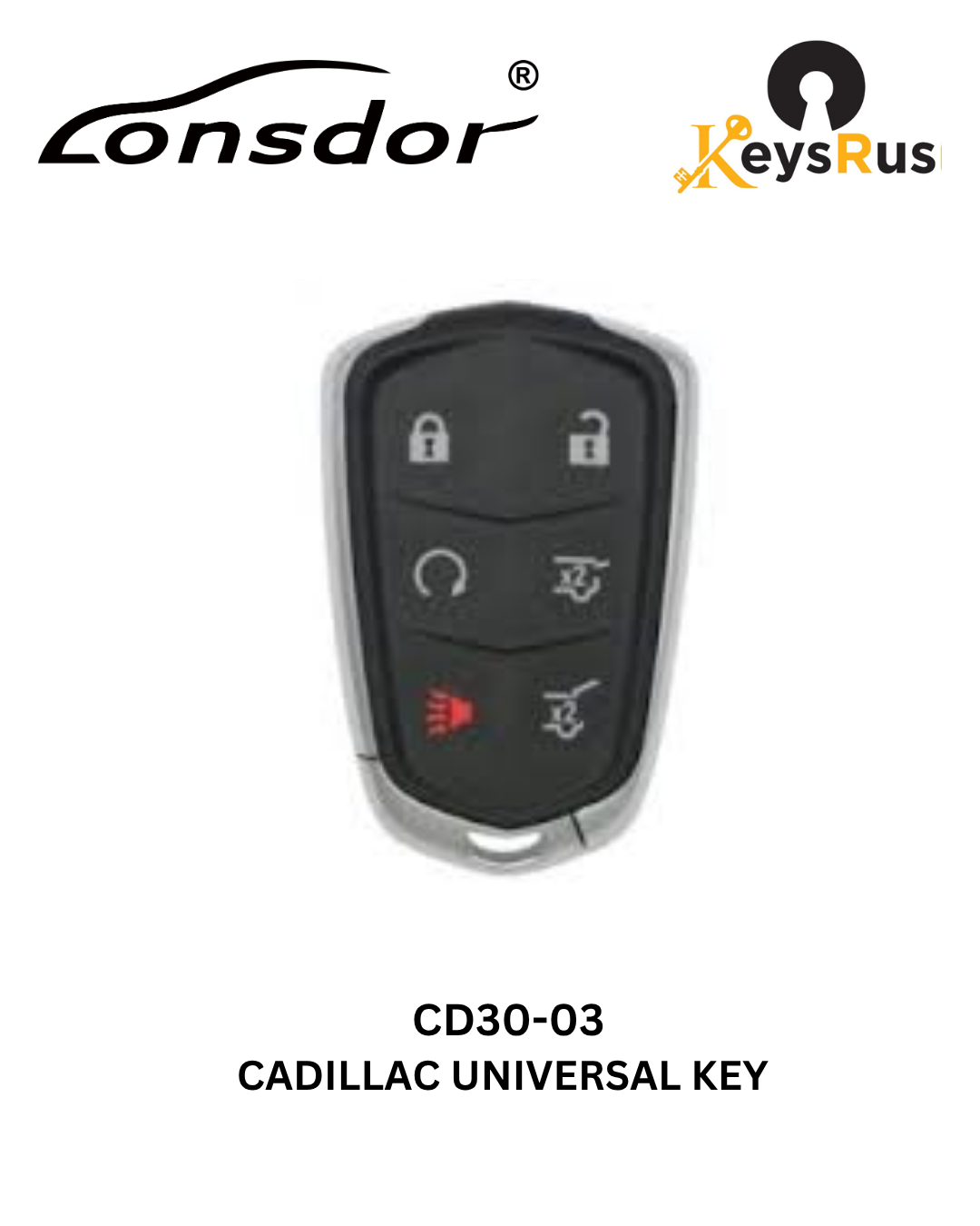 Lonsdor – CD30-03 Cadillac Style – 6-Button Universal Smart Key – ID46+ID49+1D4A – Adjustable Frequency
