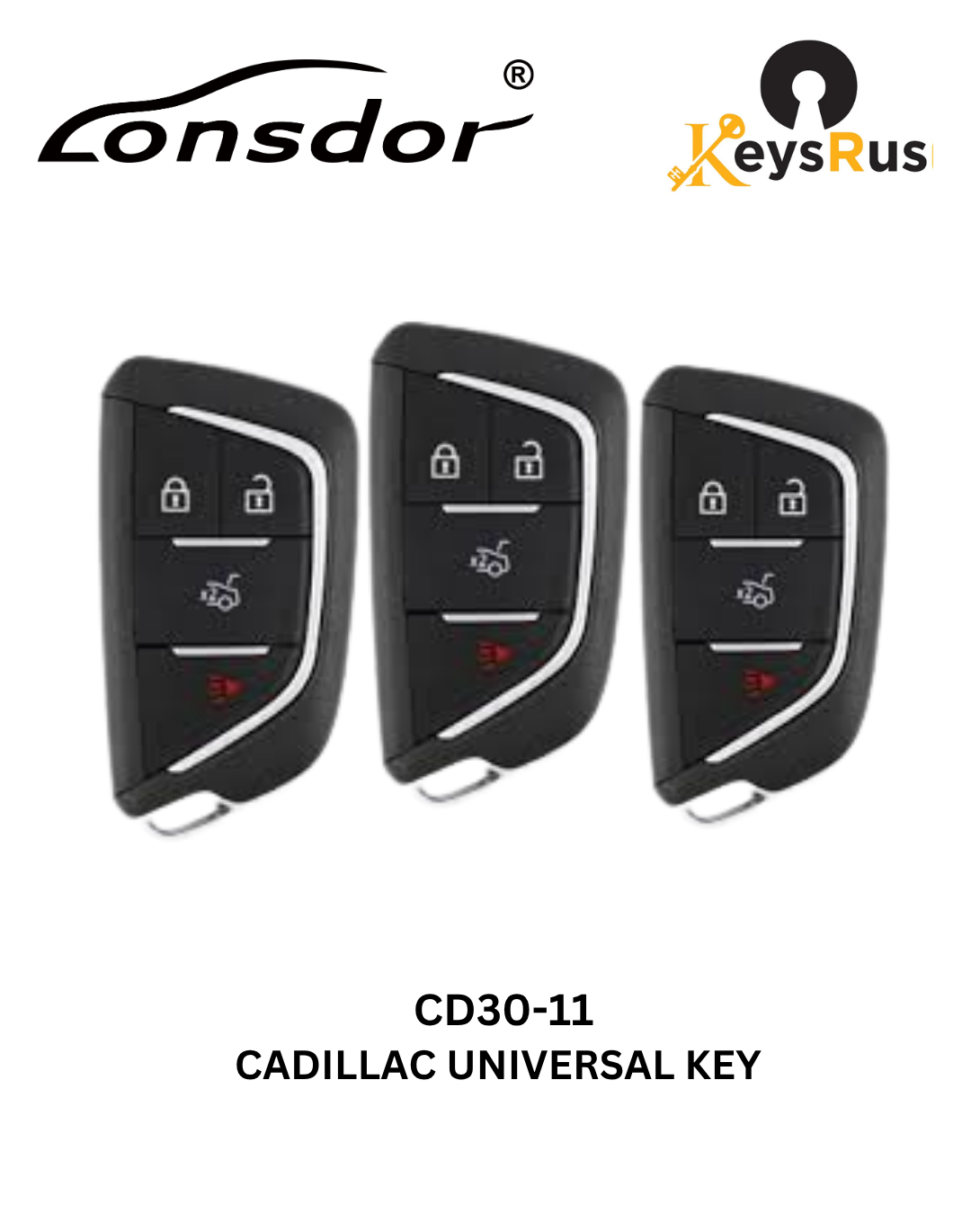 Lonsdor – CD30-11 Cadillac Style – 4-Button Universal Smart Key – ID46+ID49+1D4A – Adjustable Frequency