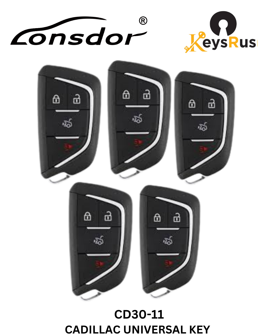 Lonsdor – CD30-11 Cadillac Style – 4-Button Universal Smart Key – ID46+ID49+1D4A – Adjustable Frequency