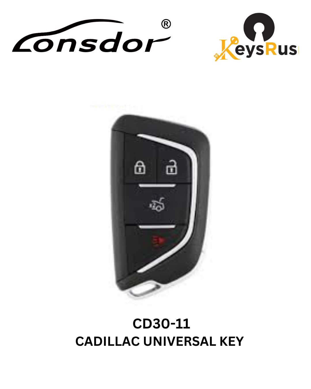 Lonsdor – CD30-11 Cadillac Style – 4-Button Universal Smart Key – ID46+ID49+1D4A – Adjustable Frequency