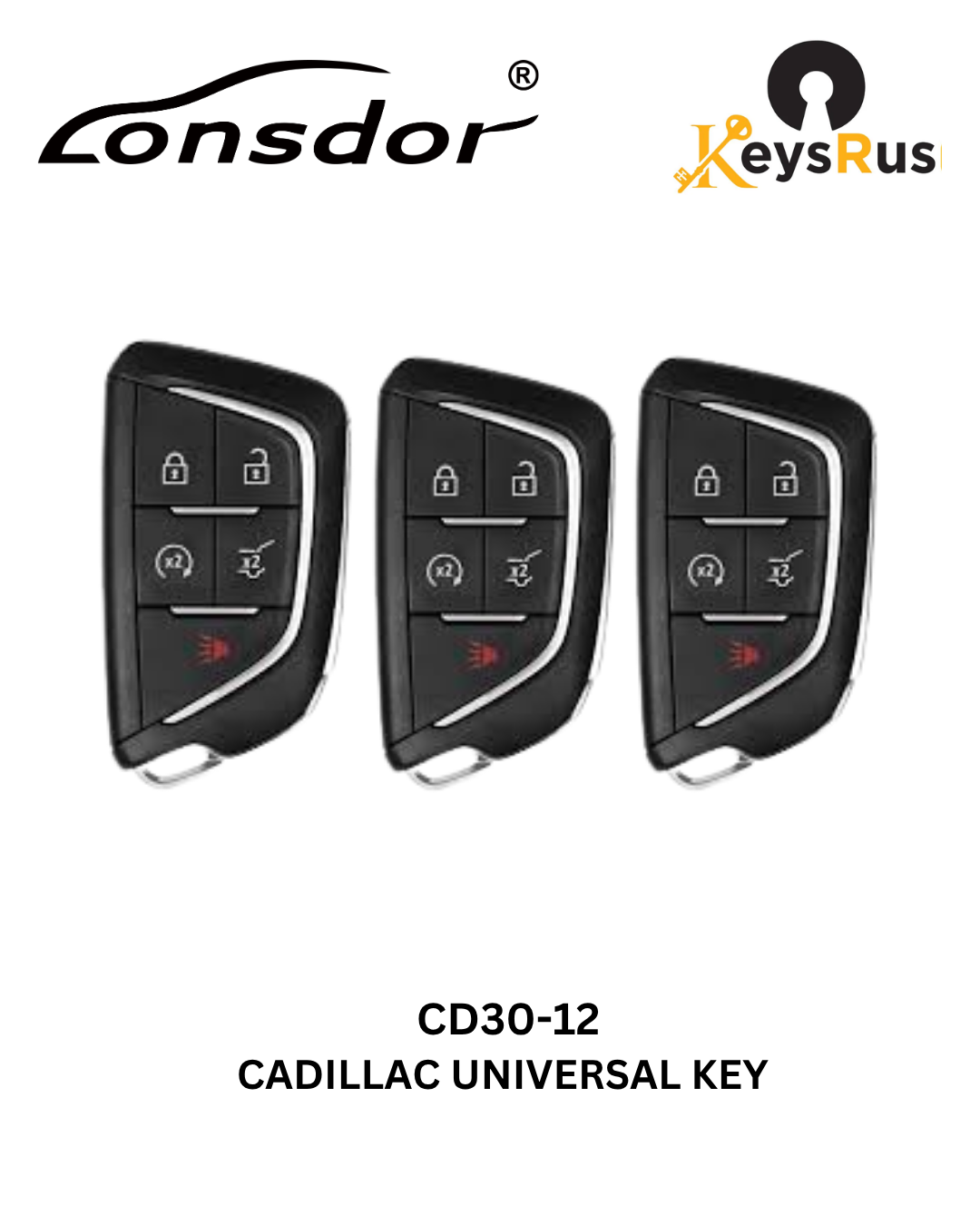 Lonsdor – CD30-12 Cadillac Style – 5-Button Universal Smart Key – ID46+ID49+1D4A – Adjustable Frequency