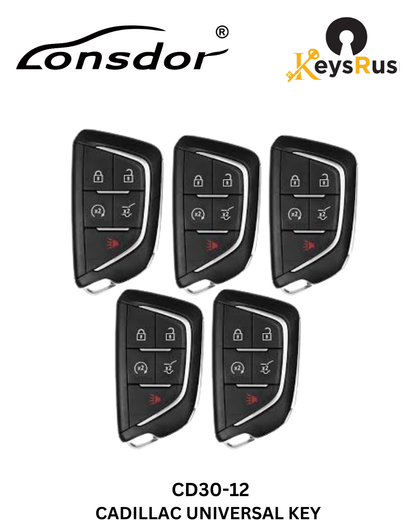 Lonsdor – CD30-12 Cadillac Style – 5-Button Universal Smart Key – ID46+ID49+1D4A – Adjustable Frequency