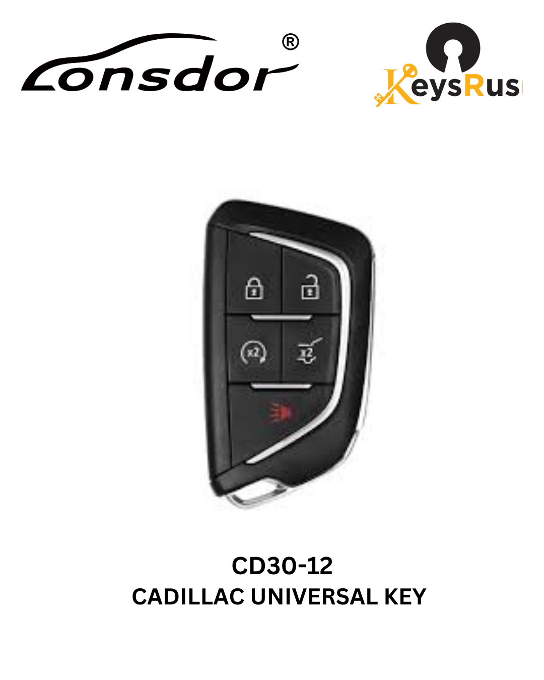 Lonsdor – CD30-12 Cadillac Style – 5-Button Universal Smart Key – ID46+ID49+1D4A – Adjustable Frequency