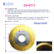 Durable HSS TiN-coated cutter for W288E, W218E, and JET-8000 key machines. 60x6x16mm 60T blade