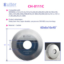CutterHouse CH-0111C Carbide Cutter for W288E, W218E, and JET-8000 Key Machines – 60x6x16mm 60T
