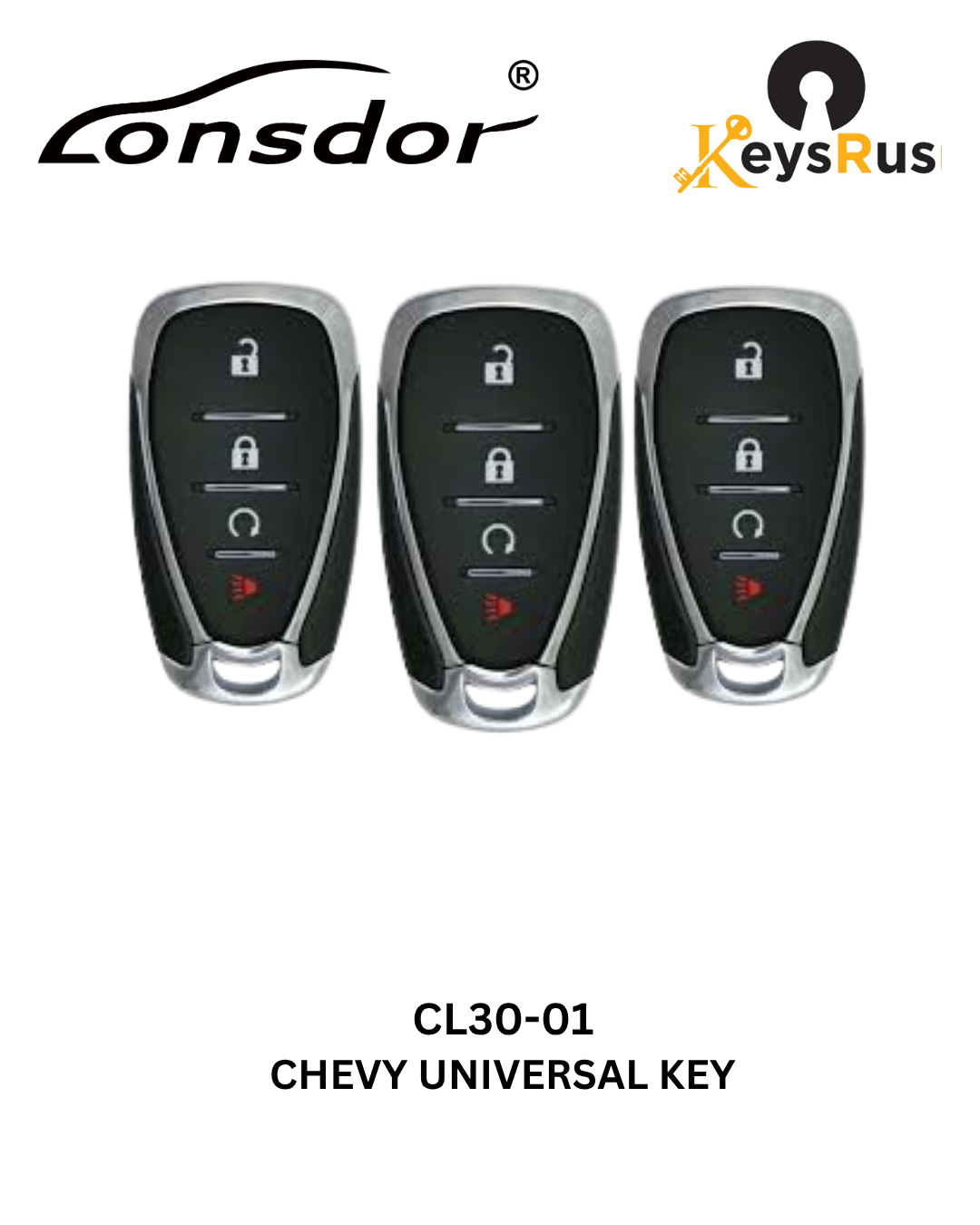 Lonsdor – CL30-01 Chevrolet Style – 4-Button Universal Smart Key – ID46+ID49+1D4A – Adjustable Frequency