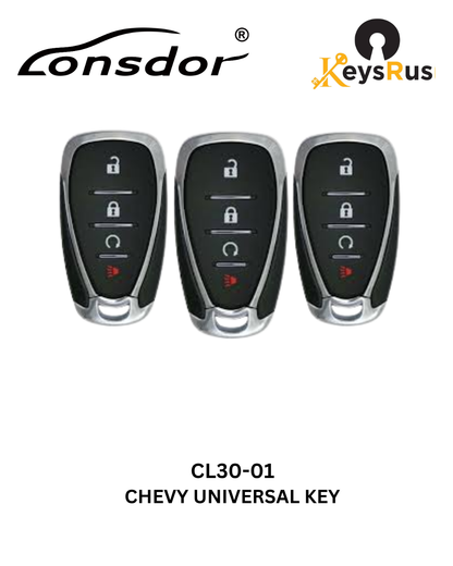 Lonsdor – CL30-01 Chevrolet Style – 4-Button Universal Smart Key – ID46+ID49+1D4A – Adjustable Frequency