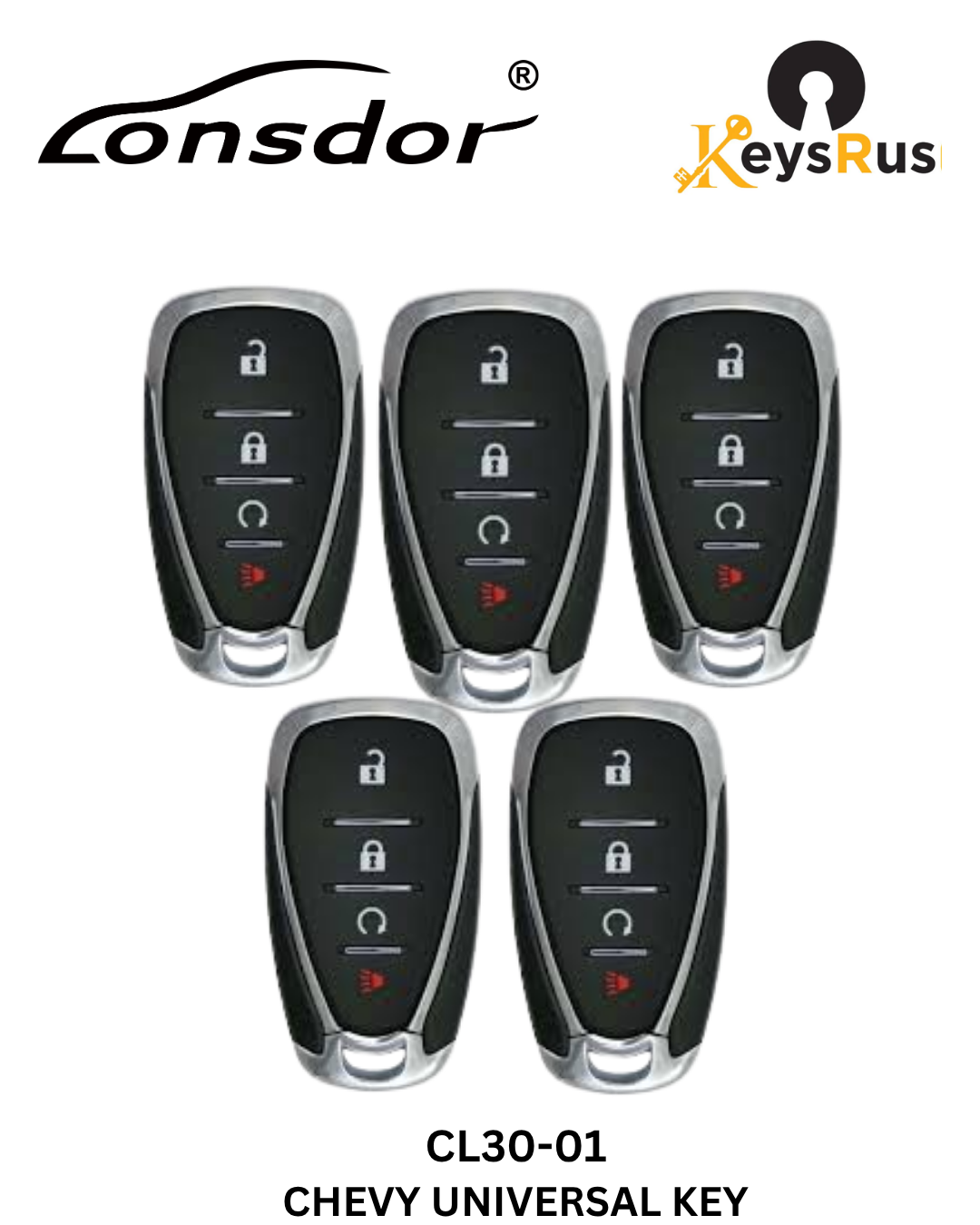Lonsdor – CL30-01 Chevrolet Style – 4-Button Universal Smart Key – ID46+ID49+1D4A – Adjustable Frequency