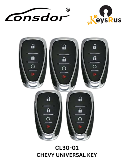 Lonsdor – CL30-01 Chevrolet Style – 4-Button Universal Smart Key – ID46+ID49+1D4A – Adjustable Frequency