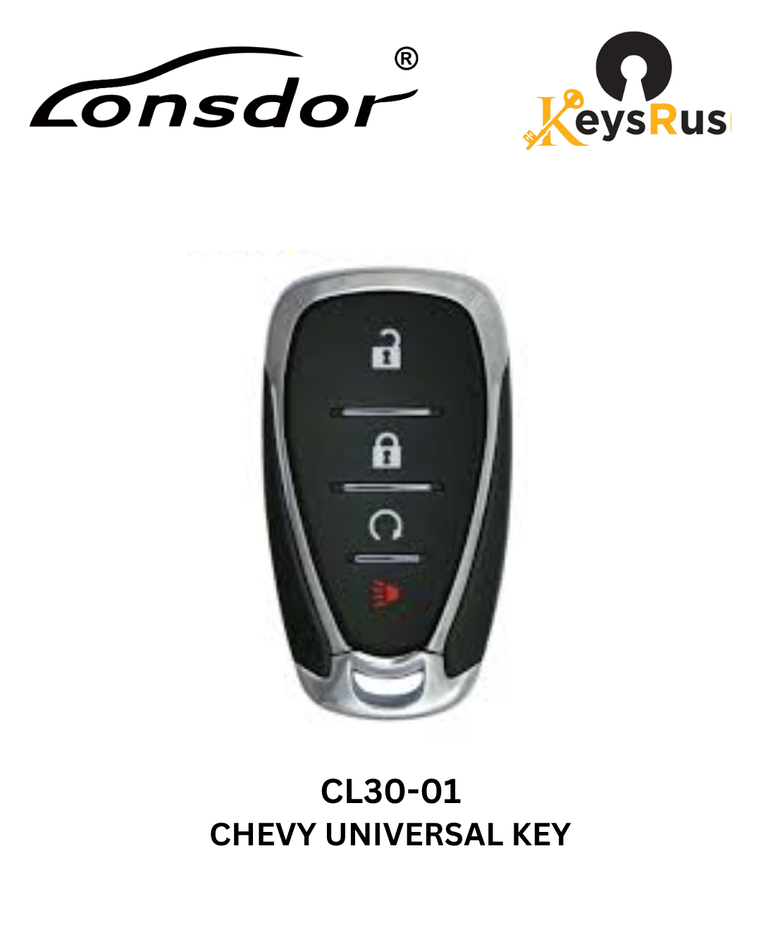 Lonsdor – CL30-01 Chevrolet Style – 4-Button Universal Smart Key – ID46+ID49+1D4A – Adjustable Frequency