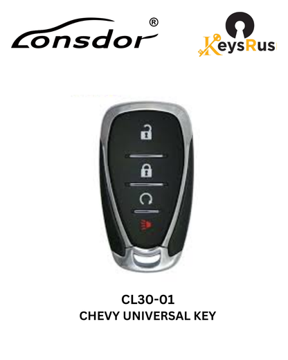 Lonsdor – CL30-01 Chevrolet Style – 4-Button Universal Smart Key – ID46+ID49+1D4A – Adjustable Frequency