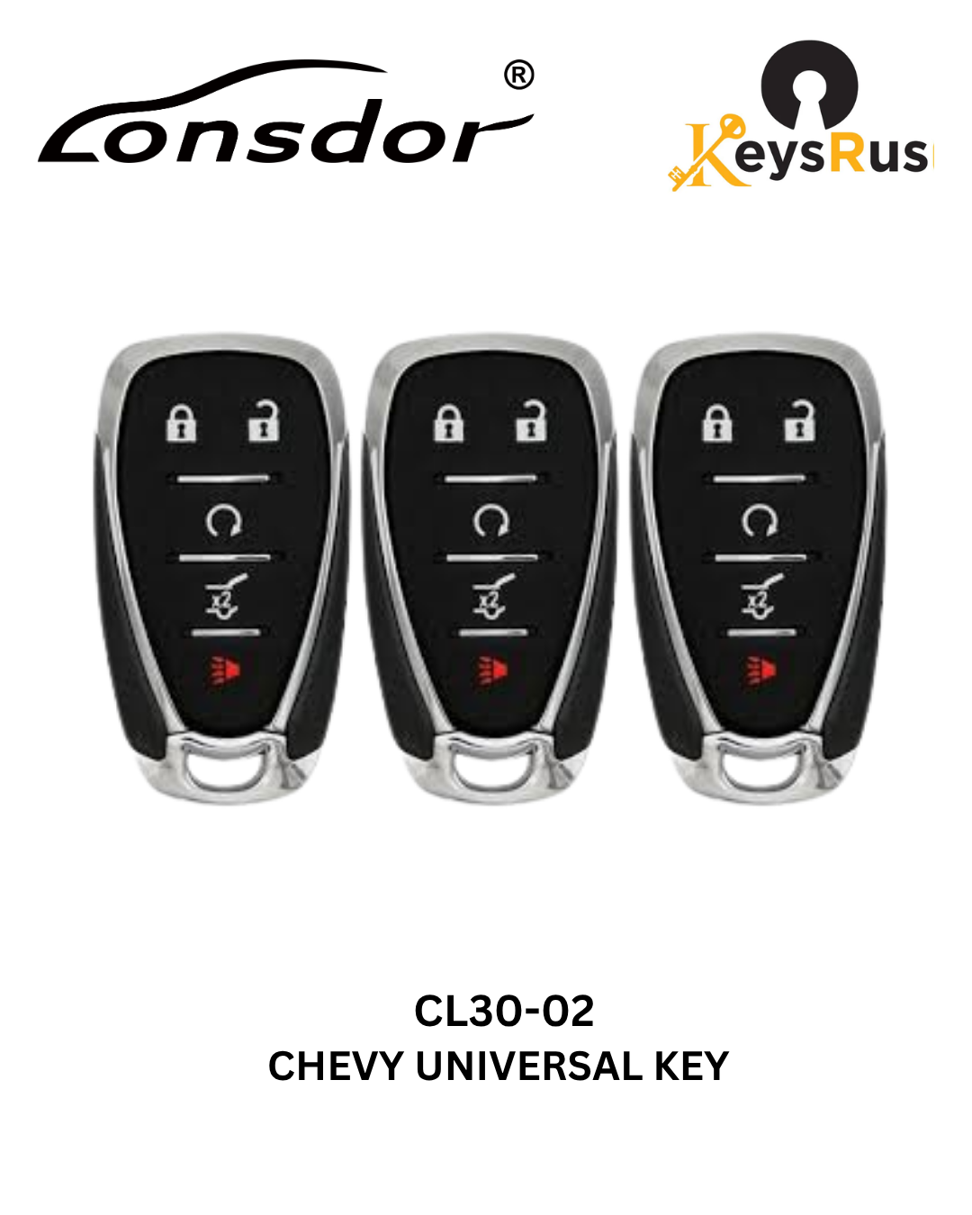 Lonsdor – CL30-02 Chevrolet Style – 4-Button Universal Smart Key – ID46+ID49+1D4A – Adjustable Frequency
