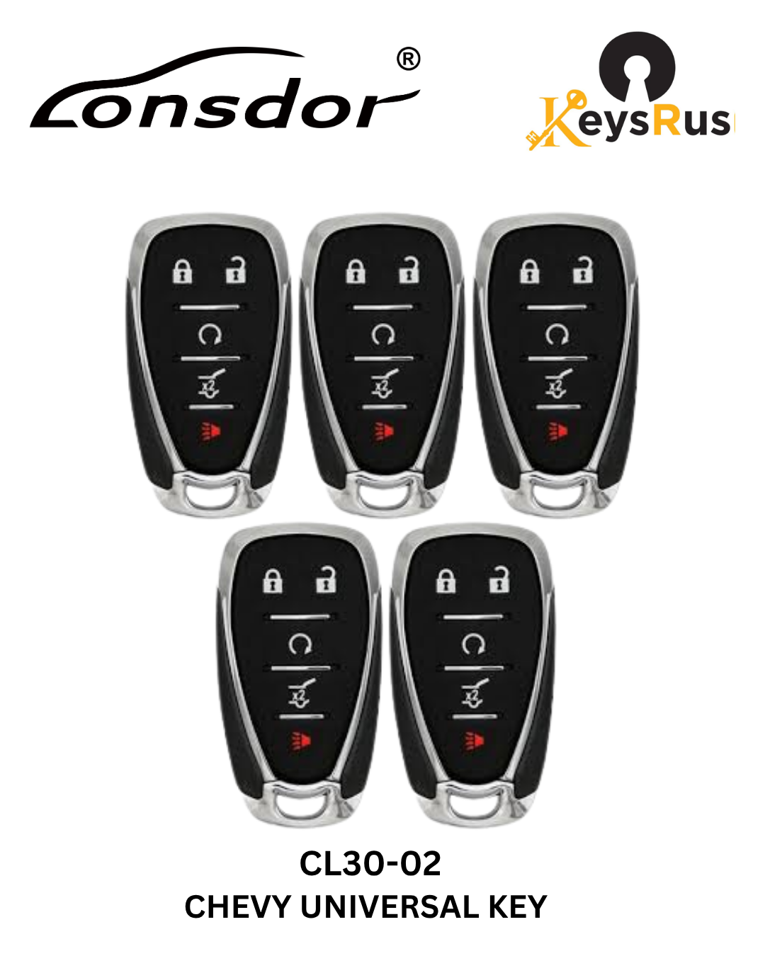 Lonsdor – CL30-02 Chevrolet Style – 4-Button Universal Smart Key – ID46+ID49+1D4A – Adjustable Frequency