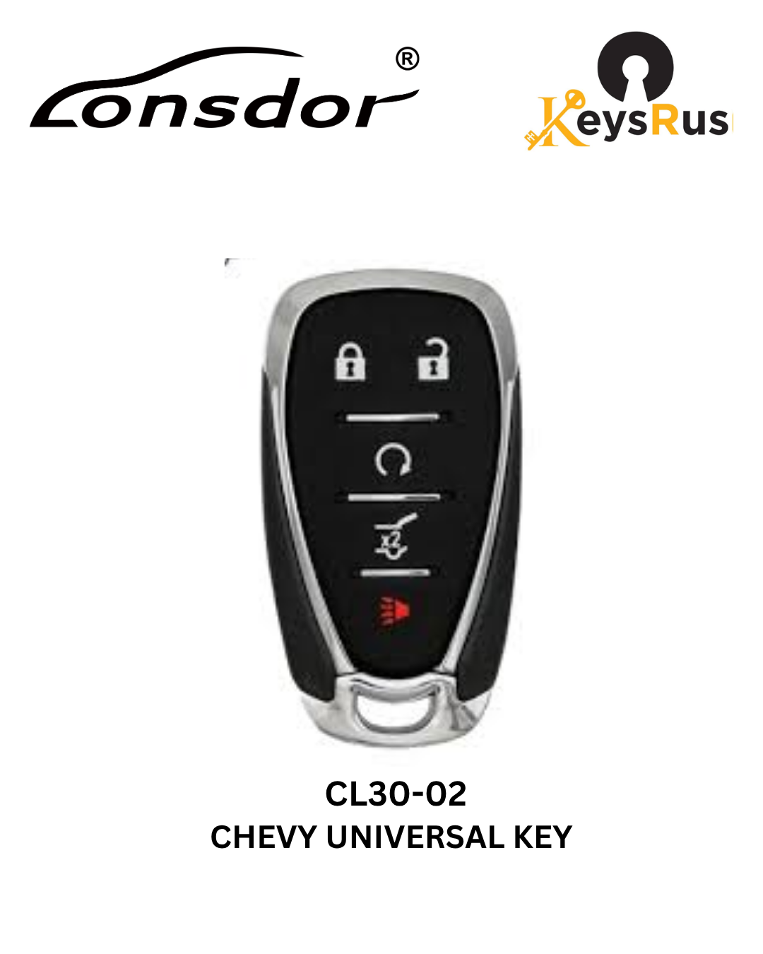 Lonsdor – CL30-02 Chevrolet Style – 4-Button Universal Smart Key – ID46+ID49+1D4A – Adjustable Frequency