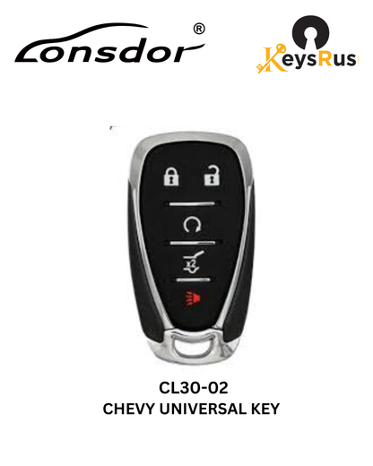 Lonsdor – CL30-02 Chevrolet Style – 4-Button Universal Smart Key – ID46+ID49+1D4A – Adjustable Frequency