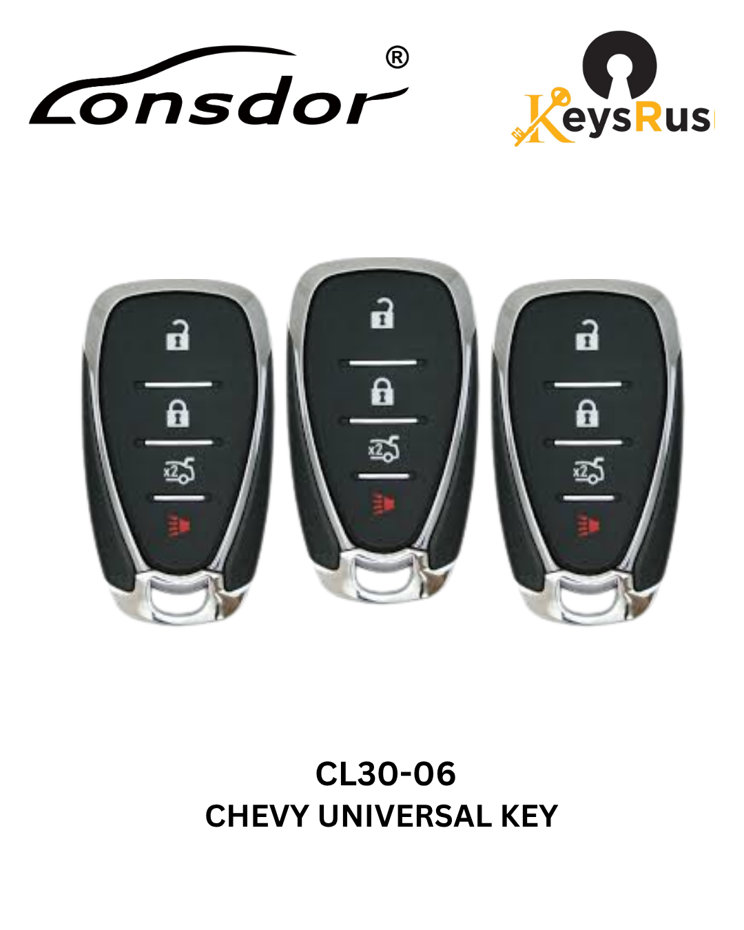 Lonsdor – CL30-06 Chevrolet Style – 4-Button Universal Smart Key – ID46+ID49+1D4A – Adjustable Frequency