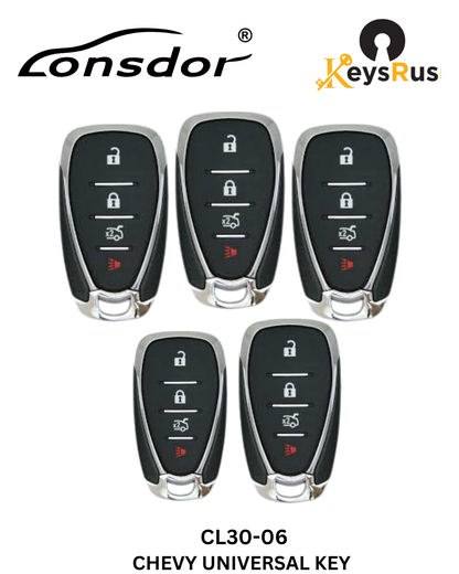 Lonsdor – CL30-06 Chevrolet Style – 4-Button Universal Smart Key – ID46+ID49+1D4A – Adjustable Frequency