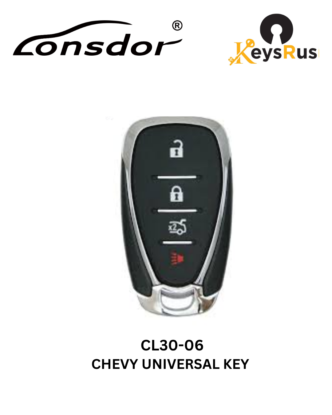 Lonsdor – CL30-06 Chevrolet Style – 4-Button Universal Smart Key – ID46+ID49+1D4A – Adjustable Frequency