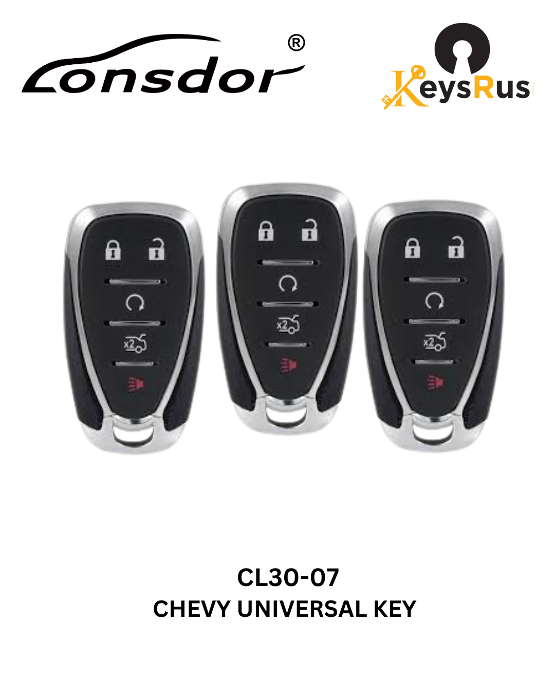Lonsdor – CL30-07 Chevrolet Style – 5-Button Universal Smart Key – ID46+ID49+1D4A – Adjustable Frequency