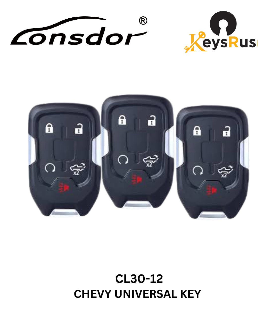 Lonsdor – CL30-12 Chevrolet Style – 5-Button Universal Smart Key – ID46+ID49+1D4A – Adjustable Frequency
