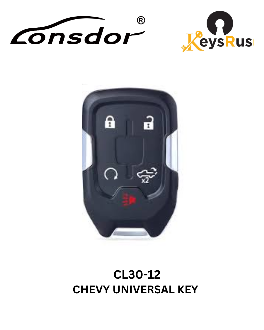 Lonsdor – CL30-12 Chevrolet Style – 5-Button Universal Smart Key – ID46+ID49+1D4A – Adjustable Frequency
