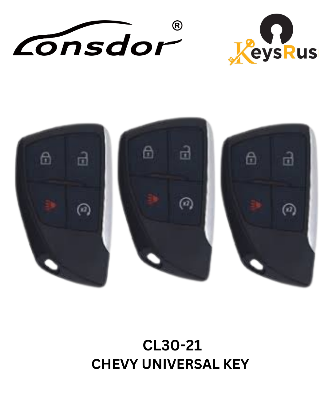 Lonsdor – CL30-21 Chevrolet Style – 4-Button Universal Smart Key – ID46+ID49+1D4A – Adjustable Frequency