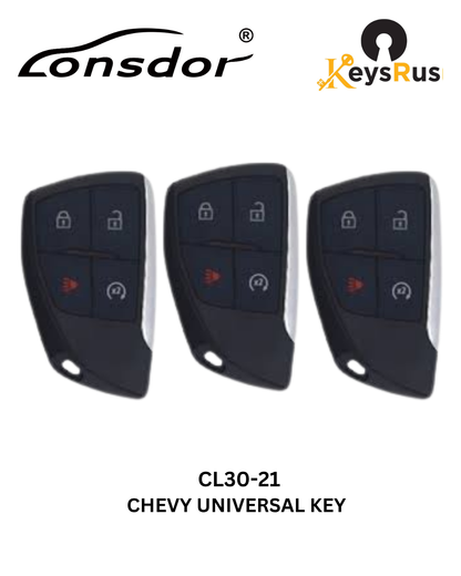 Lonsdor – CL30-21 Chevrolet Style – 4-Button Universal Smart Key – ID46+ID49+1D4A – Adjustable Frequency