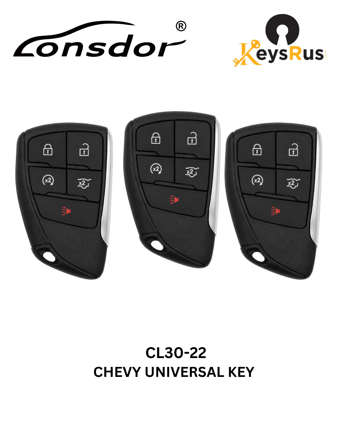 Lonsdor – CL30-22 Chevrolet Style – 4-Button Universal Smart Key – ID46+ID49+1D4A – Adjustable Frequency