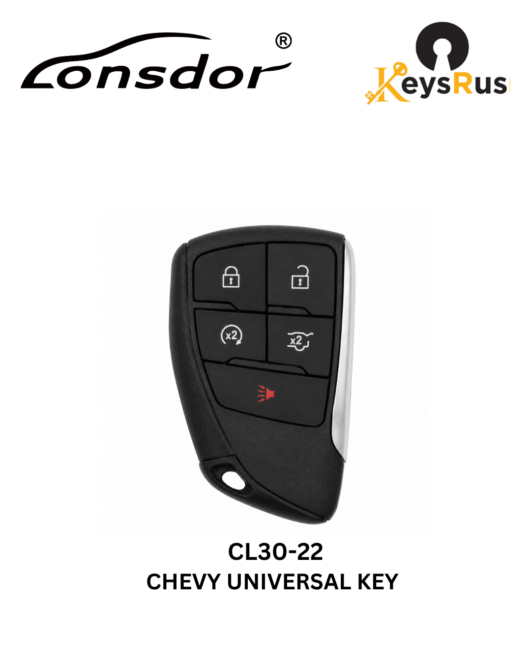 Lonsdor – CL30-22 Chevrolet Style – 4-Button Universal Smart Key – ID46+ID49+1D4A – Adjustable Frequency