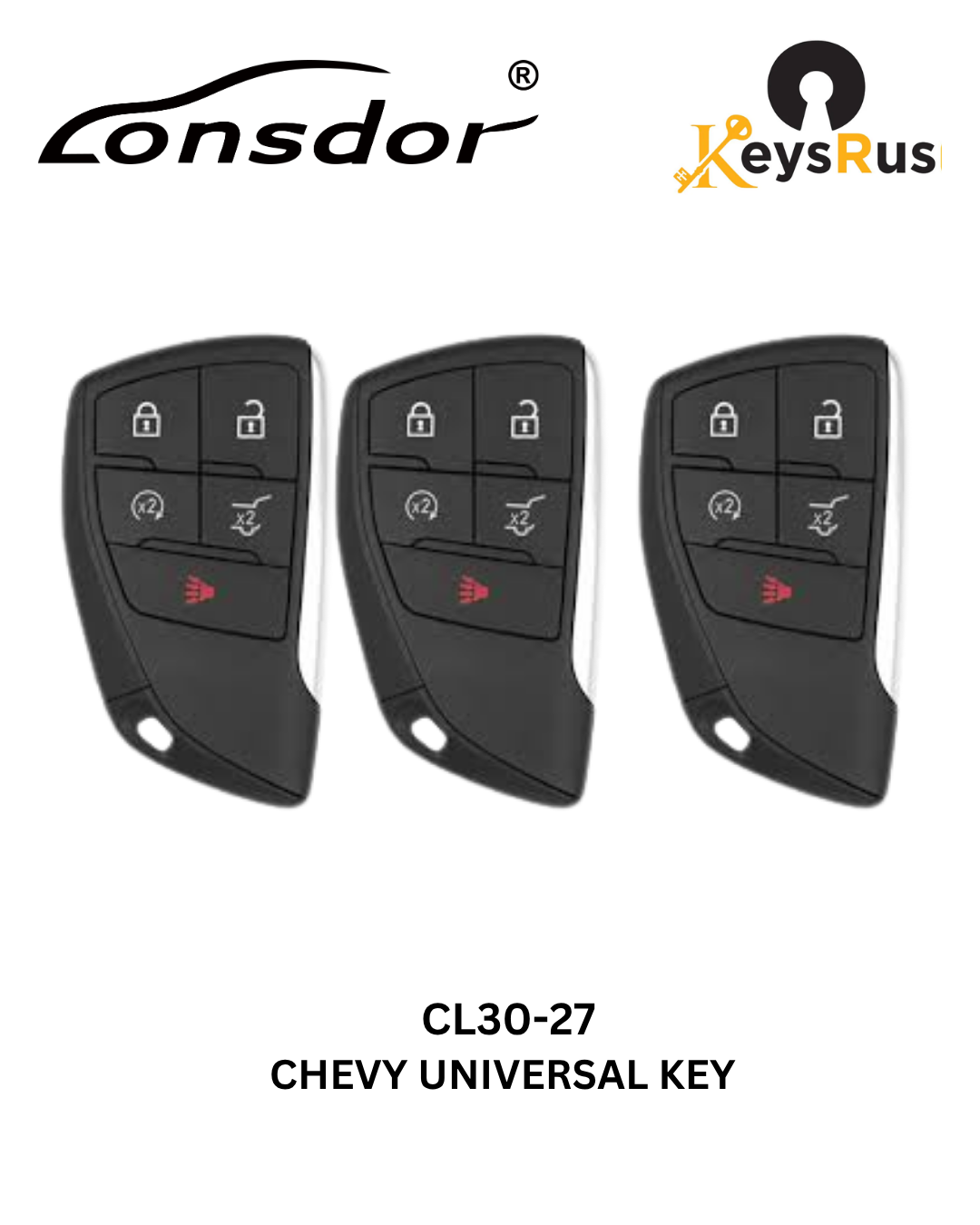 Lonsdor – CL30-27 Chevrolet Style – 4-Button Universal Smart Key – ID46+ID49+1D4A – Adjustable Frequency