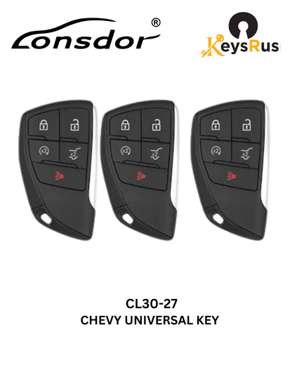 Lonsdor – CL30-27 Chevrolet Style – 4-Button Universal Smart Key – ID46+ID49+1D4A – Adjustable Frequency