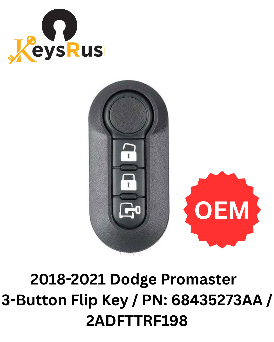 2018-2021 Dodge ProMaster OEM 3 Button Flip Key Fob 433MHz ID46 FCC: 2ADFTTRF198 CN017031