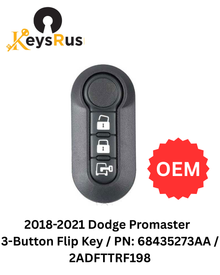 2018-2021 Dodge ProMaster OEM 3 Button Flip Key Fob 433MHz ID46 FCC: 2ADFTTRF198 CN017031