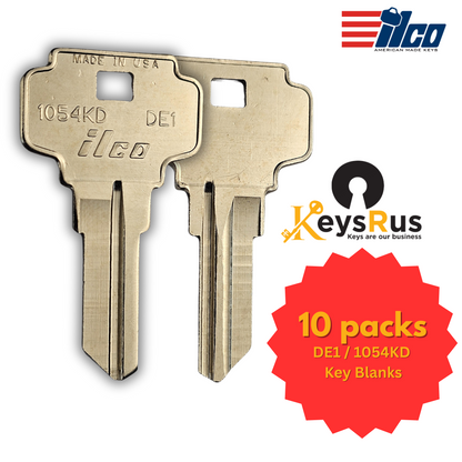 DE1 / 1054KD Key Blanks for Residential & Commercial Locks – 10-Pack (ILCO)