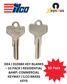 DE4 / D1098X Key Blanks – 10 Pack | Residential &amp; Commercial Keyway | ILCO Brass Keys