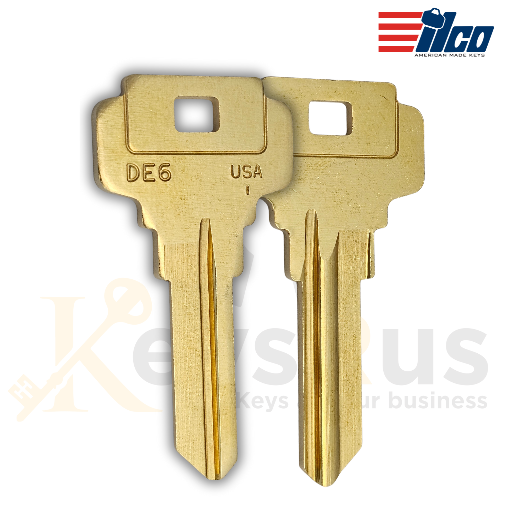 DE6-BR Dexter Key Blanks – 10 Pack | 6-Pin Nickel-Plated Brass Key Blanks for Dexter Locks