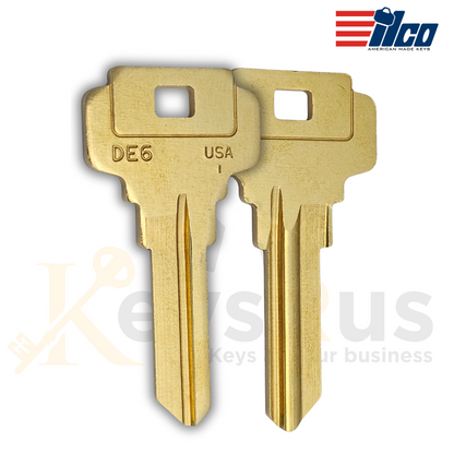 DE6-BR Dexter Key Blanks – 10 Pack | 6-Pin Nickel-Plated Brass Key Blanks for Dexter Locks
