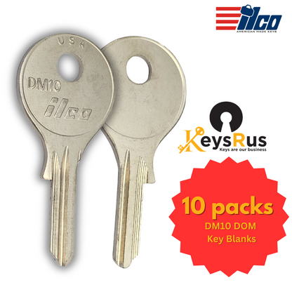 DM10 DOM Key Blanks – 10-Pack – Premium Brass for DOM Lock Systems