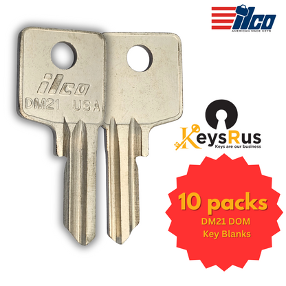 DM21 DOM Key Blanks – 10-Pack – Premium Brass for DOM Lock Systems