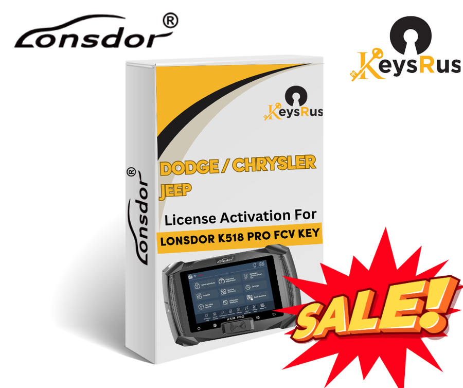 Lonsdor, DODGE / CHRYSLER / JEEP License Activation for K518 Pro FCV Key Programmer