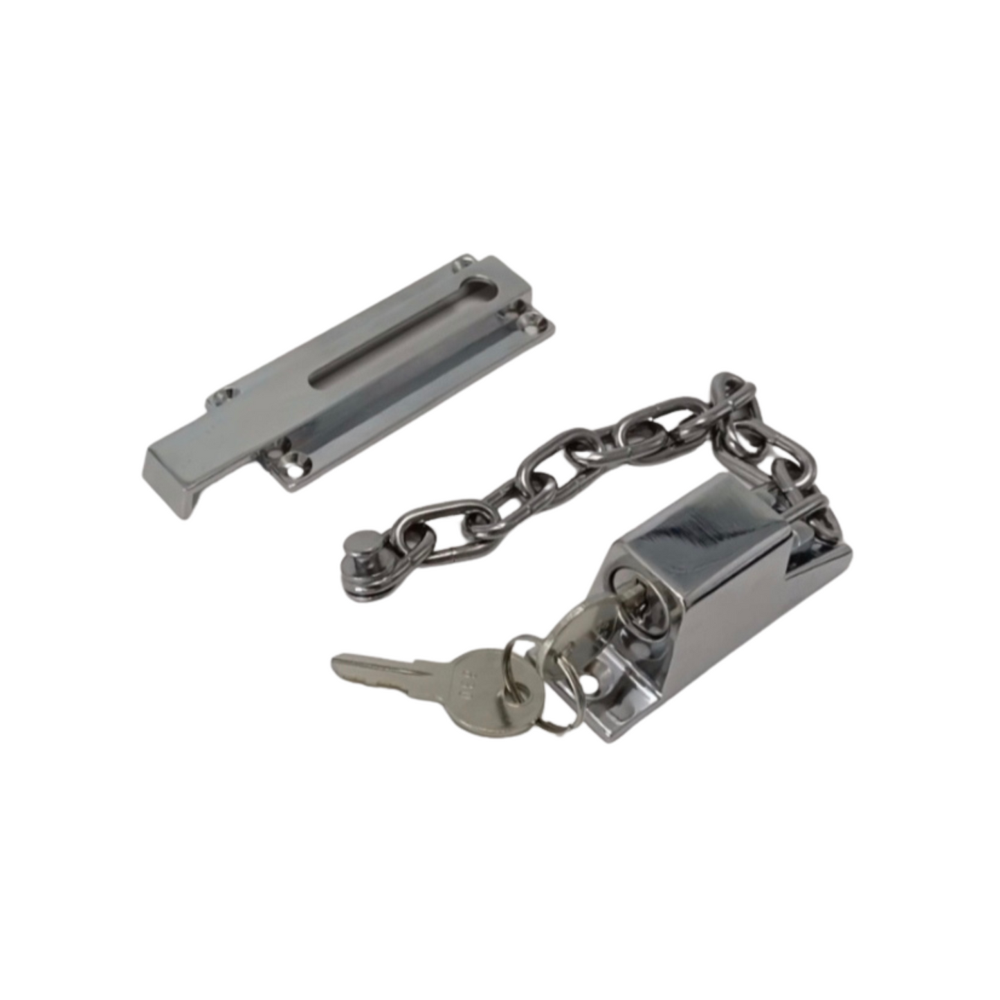 Keyed Chain Lock Door Latch Guard – Chrome Finish Lockgenics | Heavy-Duty Security for Doors
