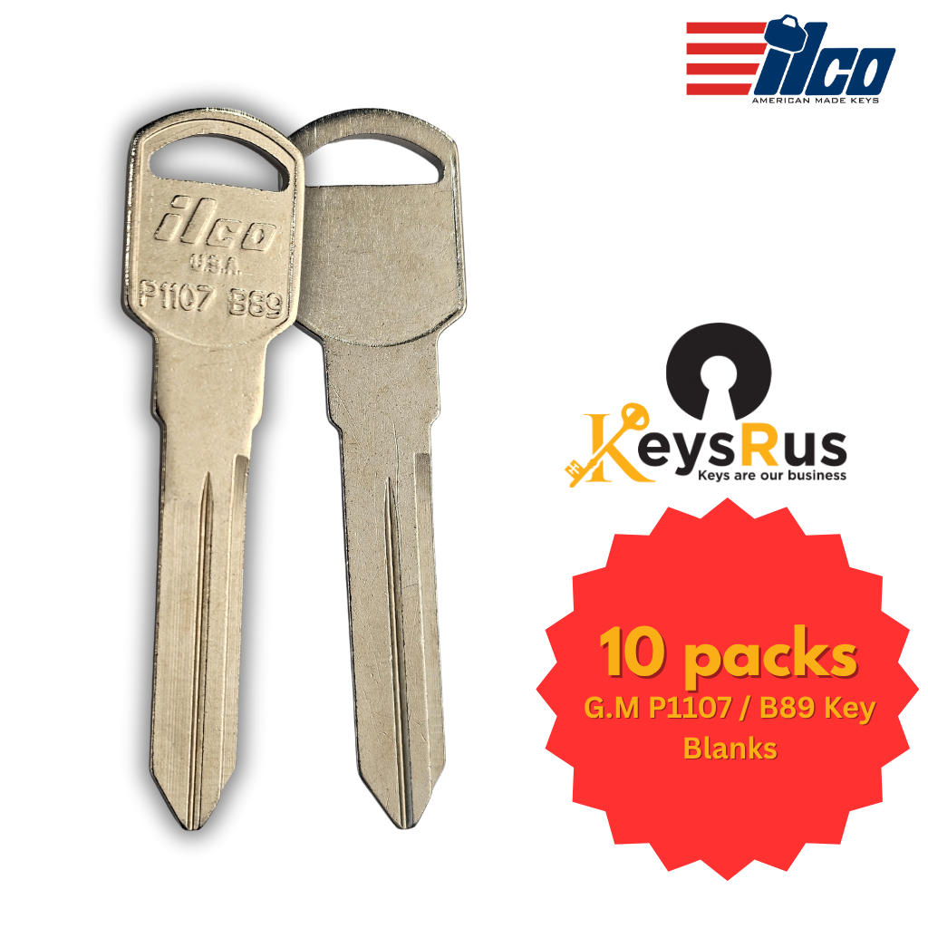 G.M P1107 / B89 Key Blanks – Metal Head – For GM Vehicles (1994–2006) – 10 Pack