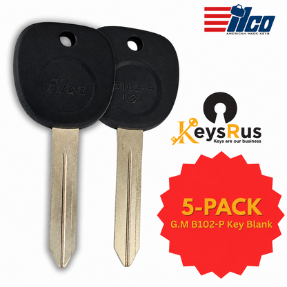 Premium G.M. B102-P Plastic Head Key Blank | Replacement Ignition & Door Key ILCO