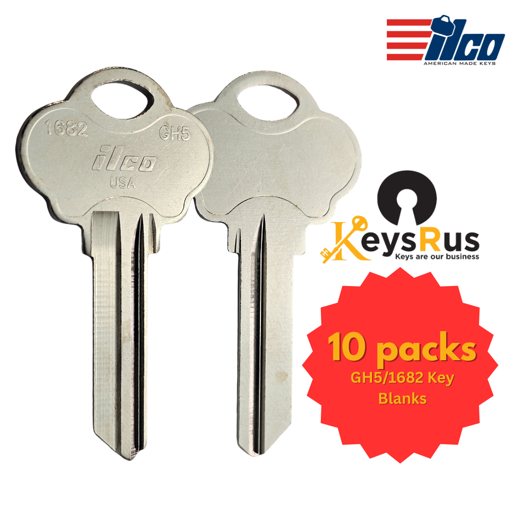 GH5 / 1682 Key Blank for Gatehouse – 10 Pack – Nickel Plated Brass, 6 Pin
