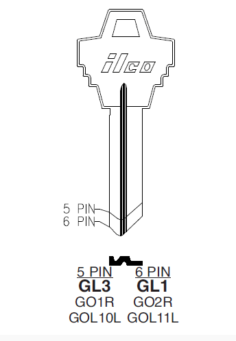 GL3 Key Blanks for GOAL Locks – 10-Pack (ILCO) | Residential & Commercial Use