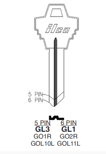 GL3 Key Blanks for GOAL Locks – 10-Pack (ILCO) | Residential & Commercial Use