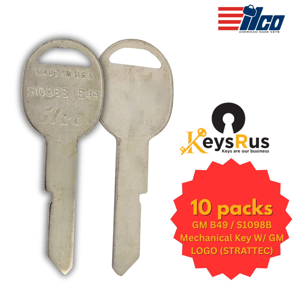 B49 / GM - B / S1098B Mechanical Key W/ GM LOGO (STRATTEC) 10/PACK