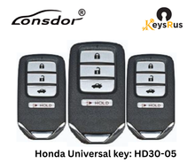 LONSDOR HD30-05 Universal Smart Key — Honda 4-Button Replacement (ID46/ID47/ID4A, Multiple Frequencies)